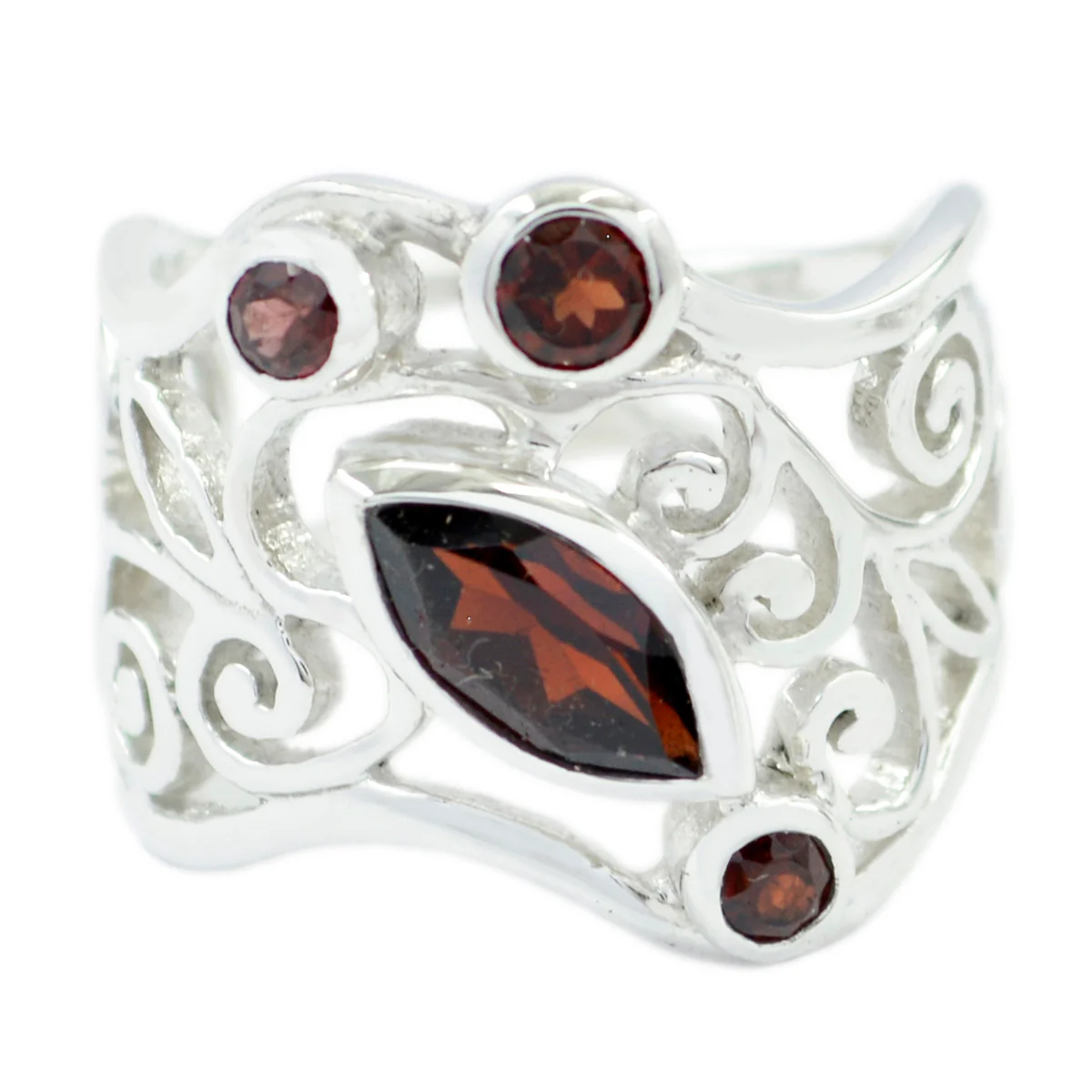 Garnet quarter Spanish 92.5 Silver Red Gemstone Essential Filigree Ring Jewelry