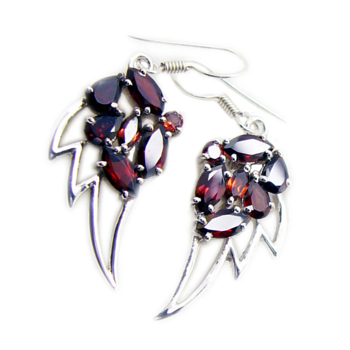 Garnet Russian Addison multiple Dangle Red Sterling Silver Earring - Image 2