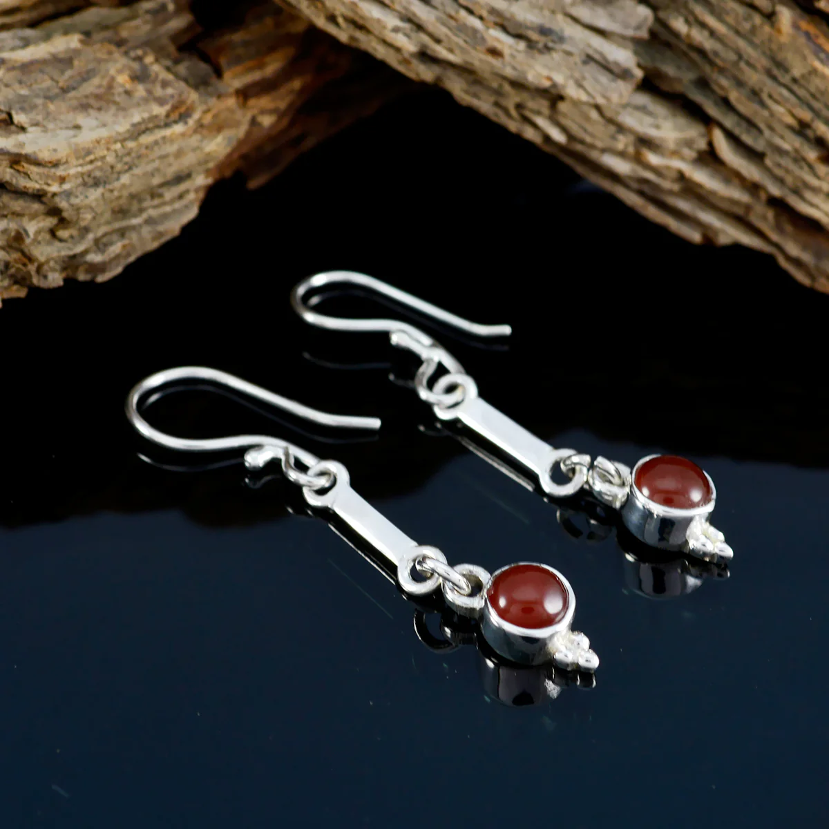 Garnet Russian Alice multiple Dangle Red 92.5 Silver Earring - Image 3