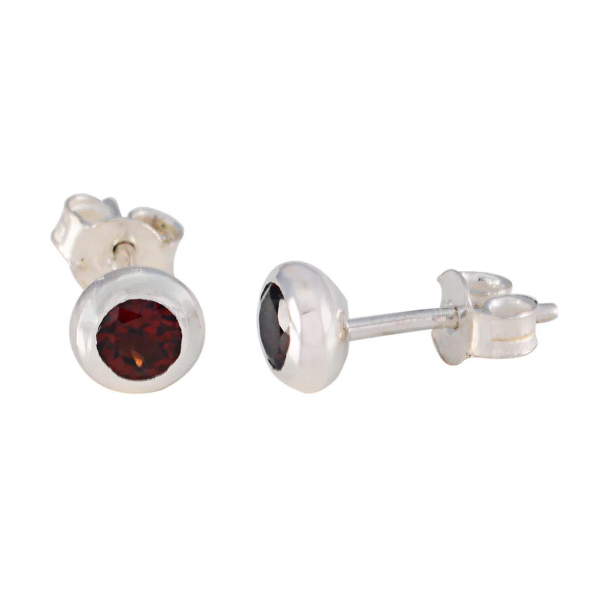 Garnet Russian Constanza Solitaire Stud Red 925 Silver Earring - Image 2