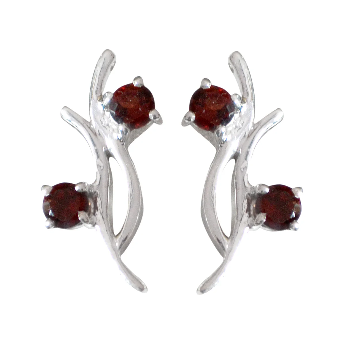 Garnet Russian Hye-jin multiple Stud Red 925 Sterling Silver Earring