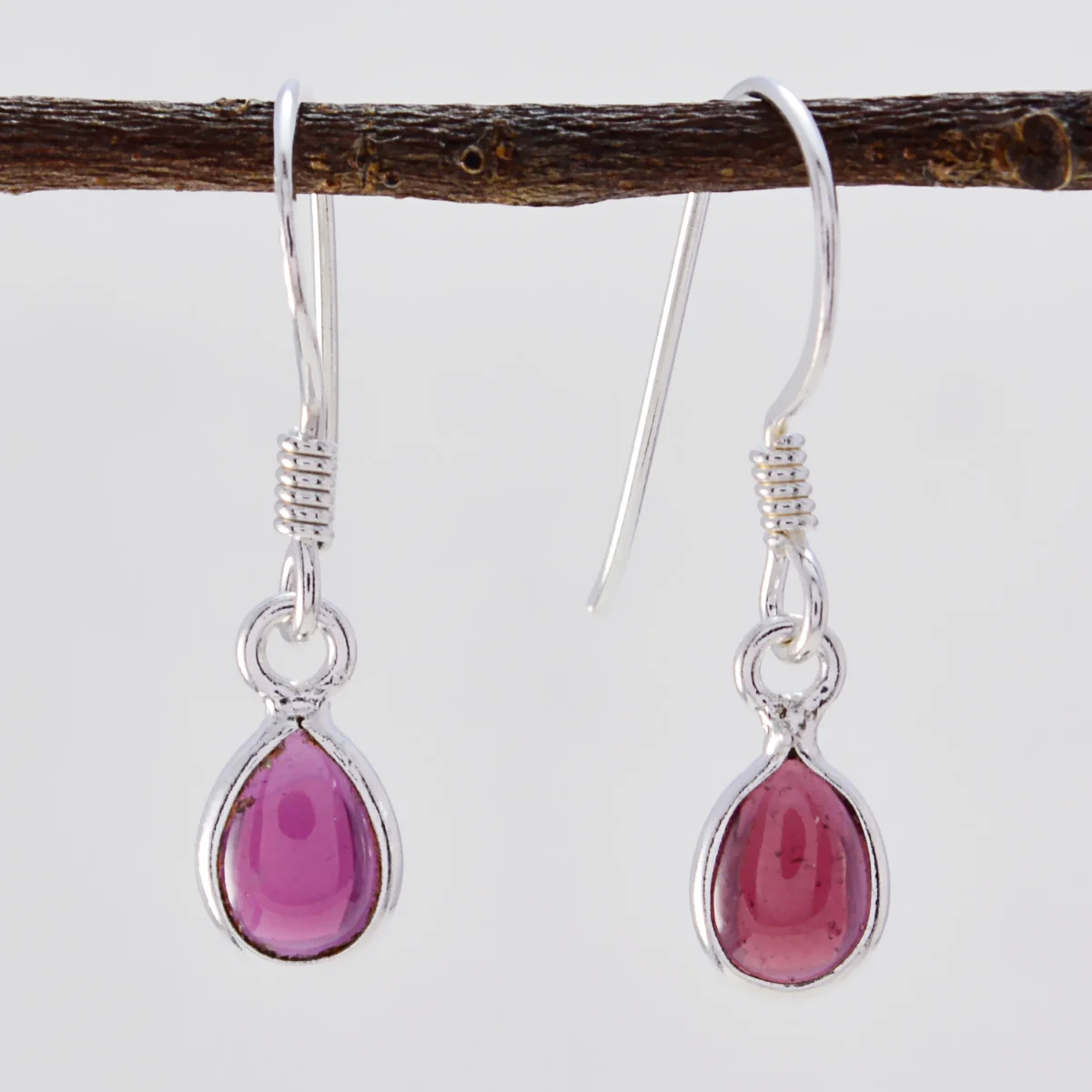 Garnet Russian Milagros multiple Dangle Red Silver Earring - Image 2