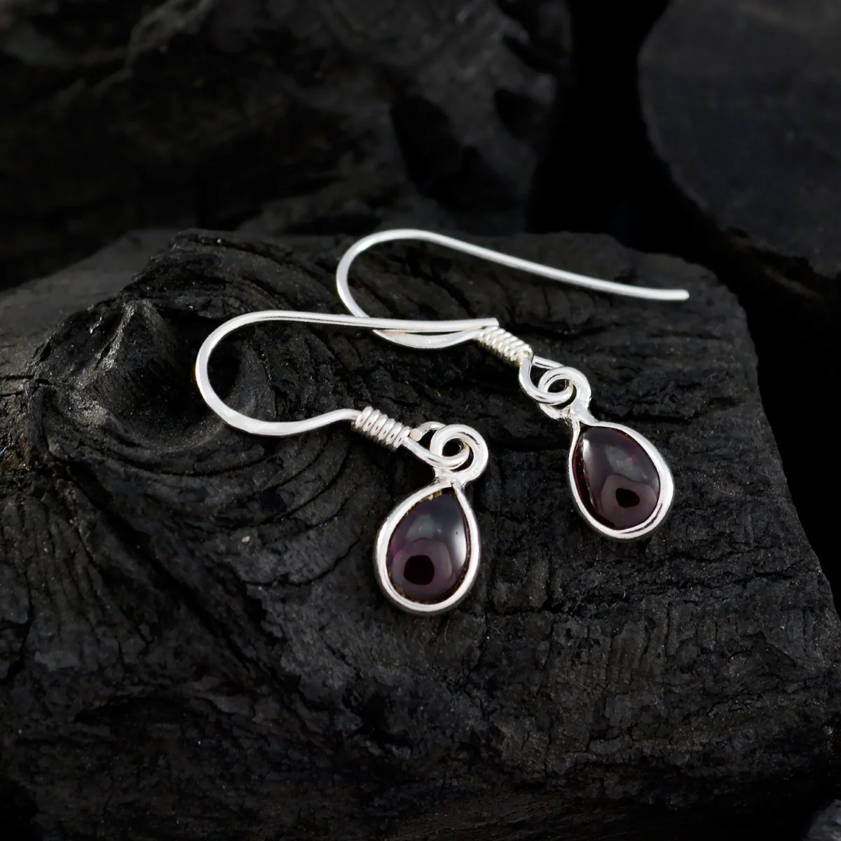 Garnet Russian Milagros multiple Dangle Red Silver Earring - Image 3