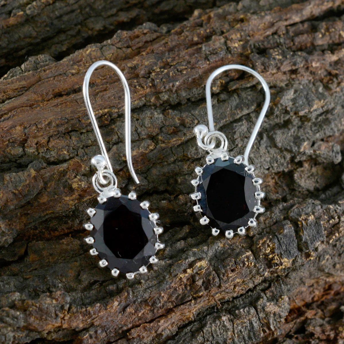 Garnet Russian Victoria Solitaire Dangle Red Sterling Silver Earring - Image 3