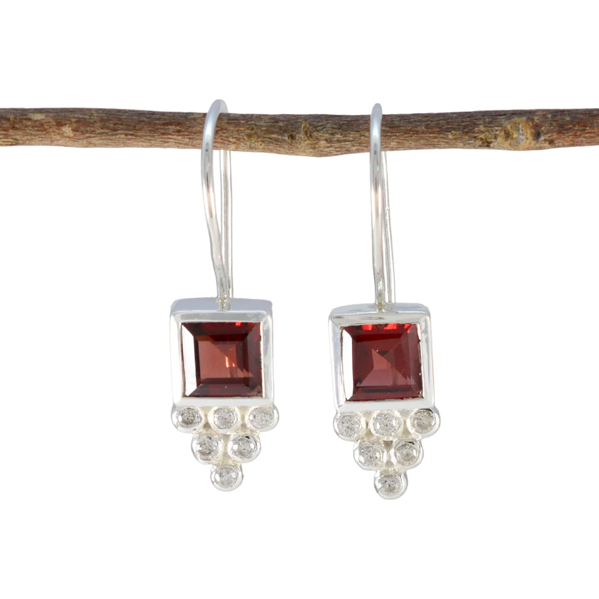 Garnet Russian Yuna multiple Dangle Red 925 Silver Earring