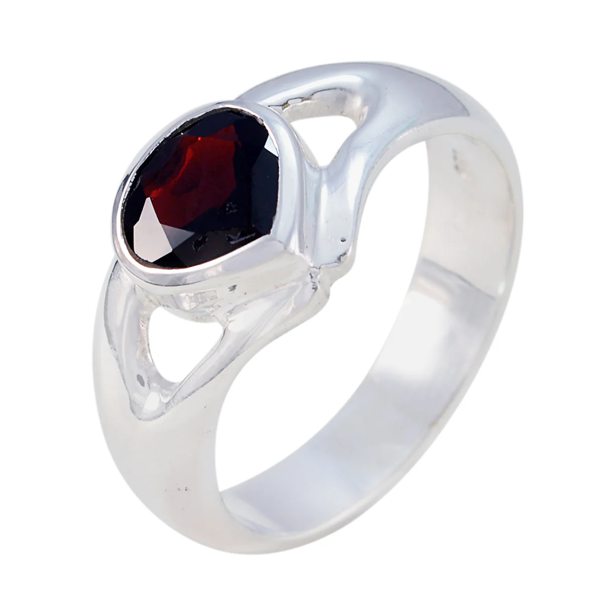 Garnet Solitaire African 92.5 Silver Red Gemstones Tiny Glamorous Ring Jewelry - Image 2