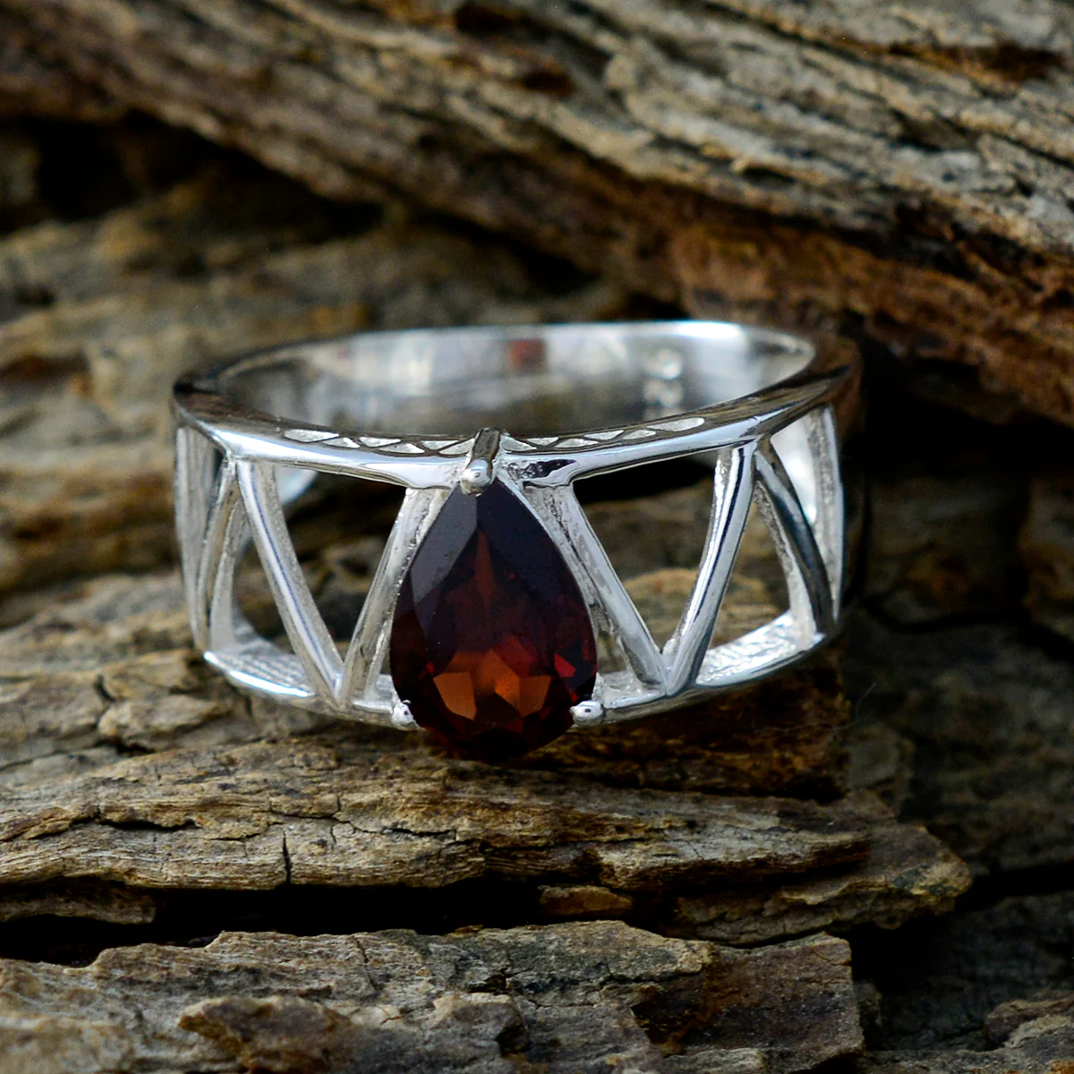 Garnet Solitaire African 925 Silver Red Gemstone Tiny Sophisticated Ring Jewelry - Image 3