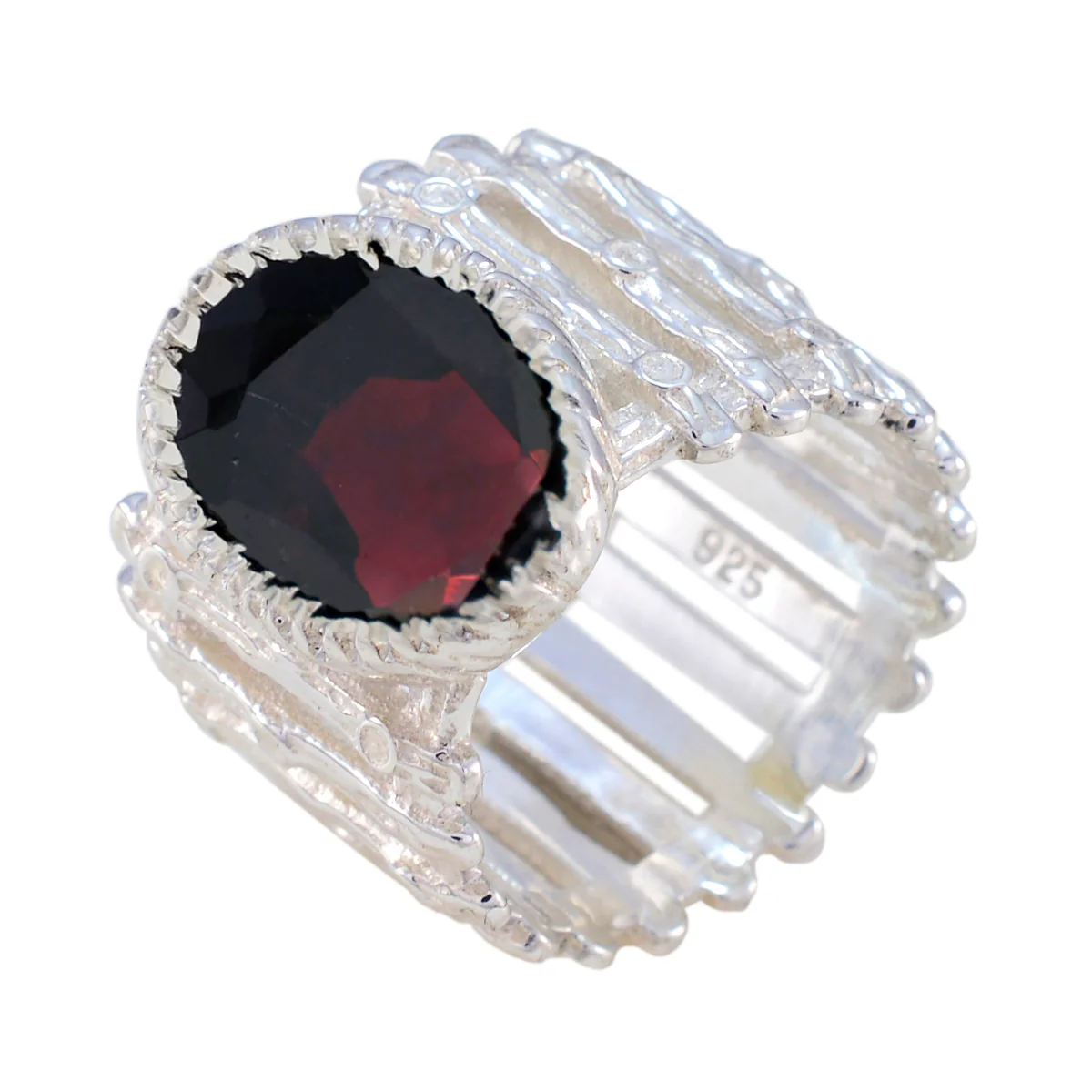 Garnet Solitaire African 925 Silver Red Gemstones Edgy Armor Band Jewellery - Image 2
