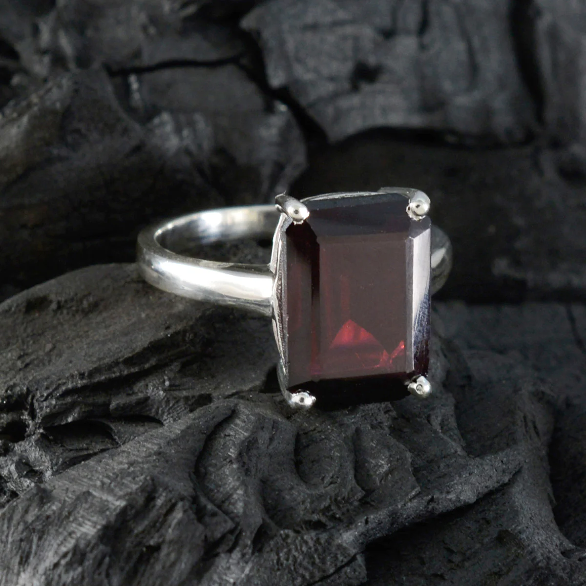 Garnet Solitaire African Sterling Silver Red Gems Minimal Romantic Ring Jewellery - Image 4