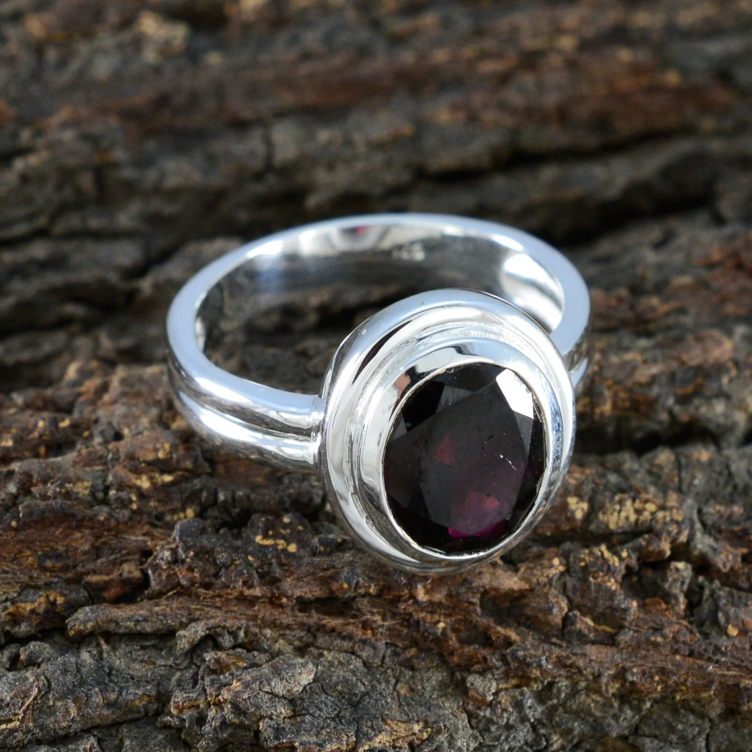 Garnet Solitaire African Sterling Silver Red Gemstones Classic Luxurious Ring Jewelry - Image 3