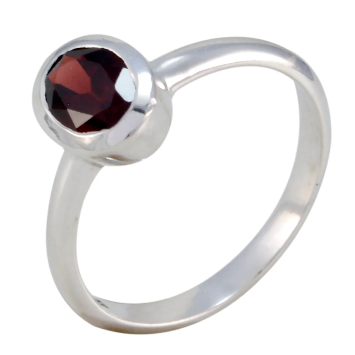 Garnet Solitaire American 92.5 Silver Red Gems Delicate Graceful Ring Jewelry - Image 2
