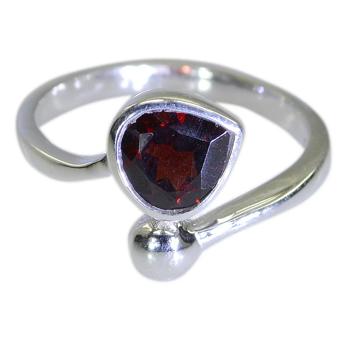 Garnet Solitaire American 925 Silver Red Gemstone Whisper-thin Luxurious Ring Jewellery - Image 2