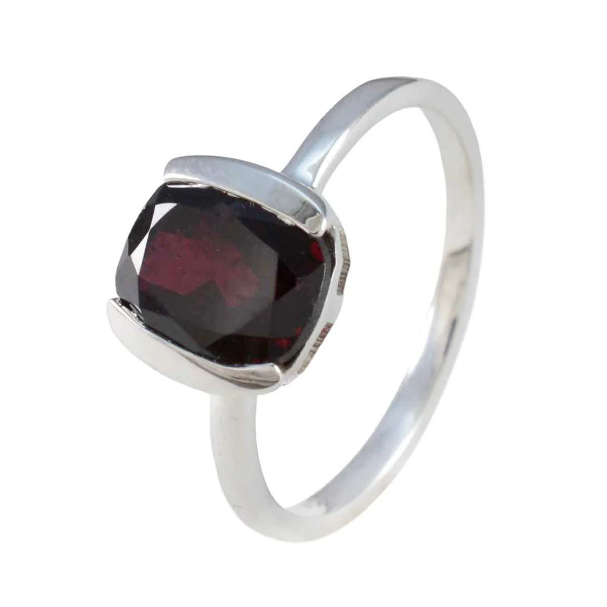 Garnet Solitaire American Silver Red Gemstones Whisper-thin Graceful Ring Jewelry - Image 2