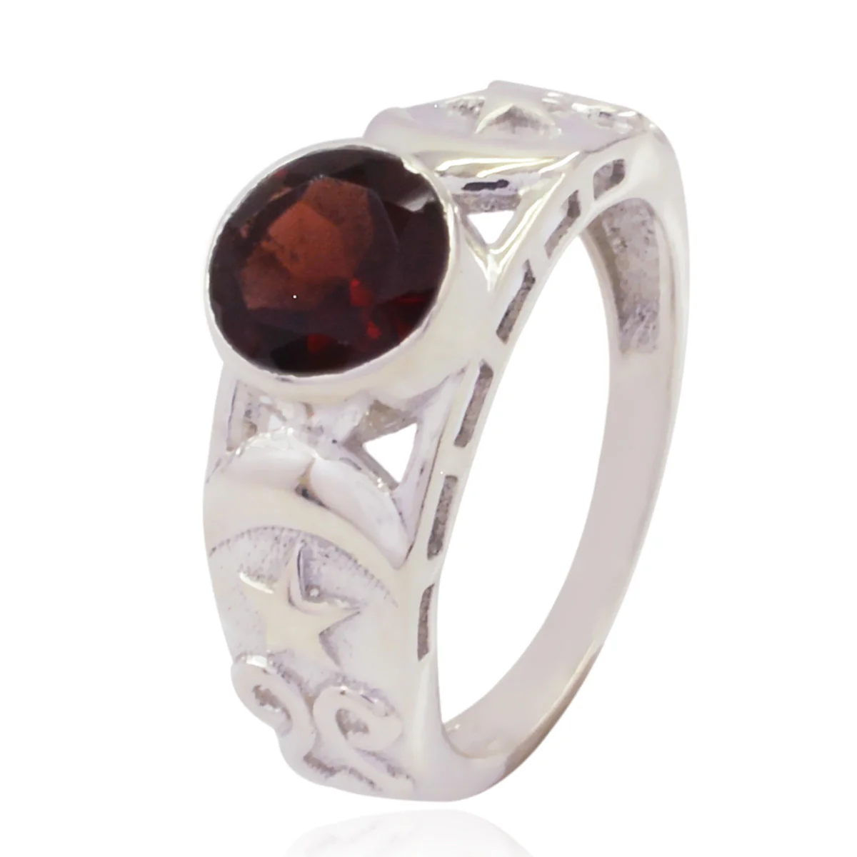 Garnet Solitaire Australian 92.5 Silver Red Gems Slim Filigree Ring Jewelry - Image 3