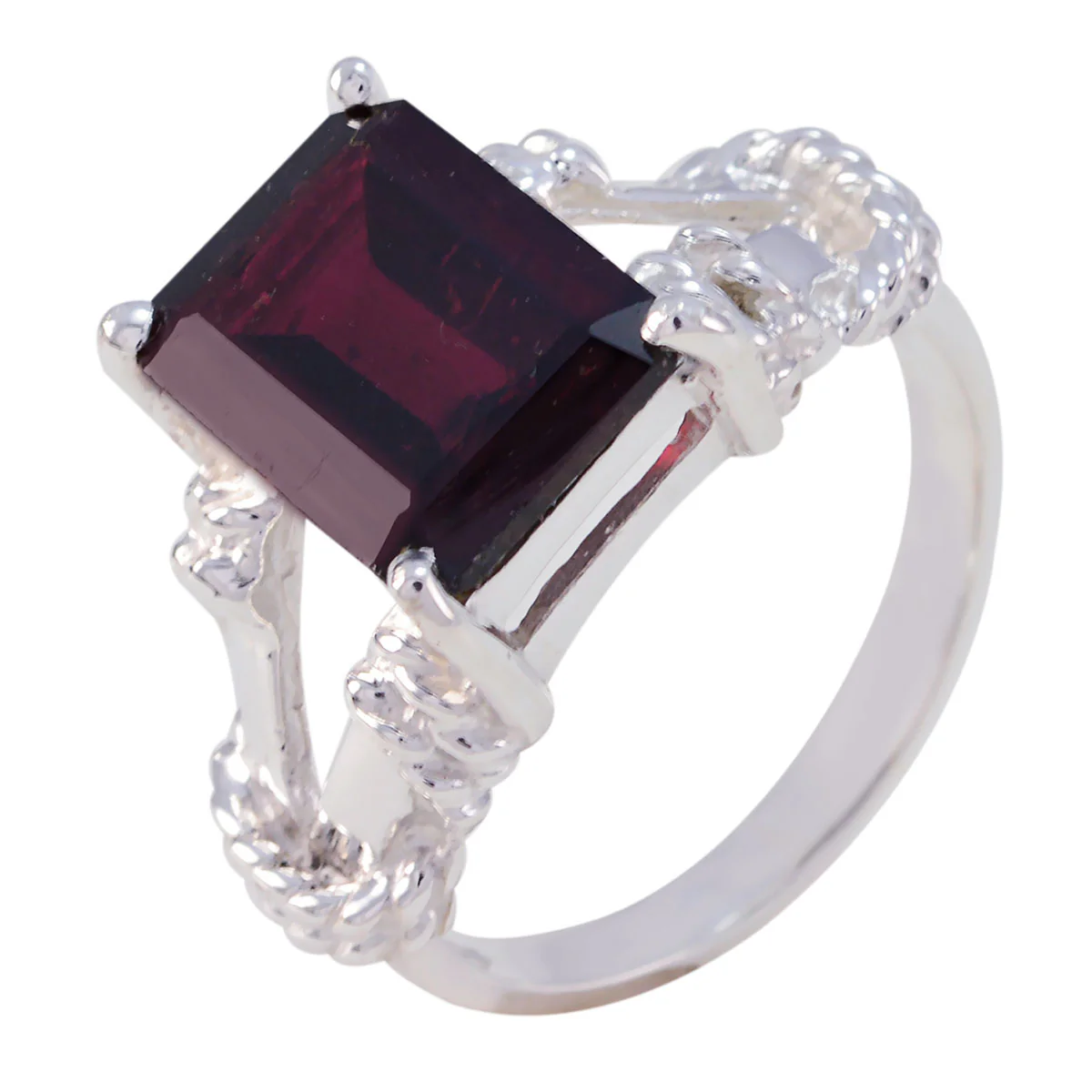 Garnet Solitaire Australian 92.5 Silver Red Gemstones Versatile Rope-Wire Ring Jewellery - Image 3