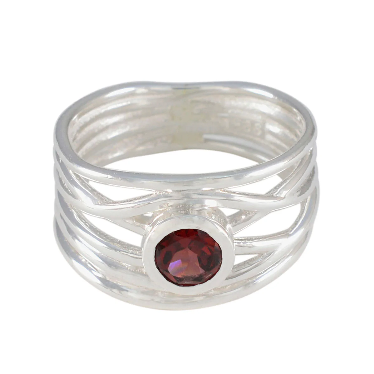 Garnet Solitaire Australian Silver Red Gems Eye-catching Rope-Wire Band Jewelry