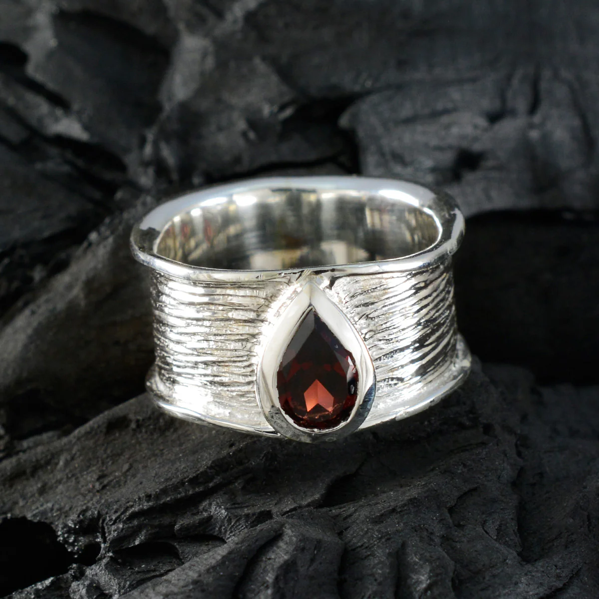Garnet Solitaire Egyptian 925 Sterling Silver Red Gemstone Versatile Victorian Band Jewelry - Image 4