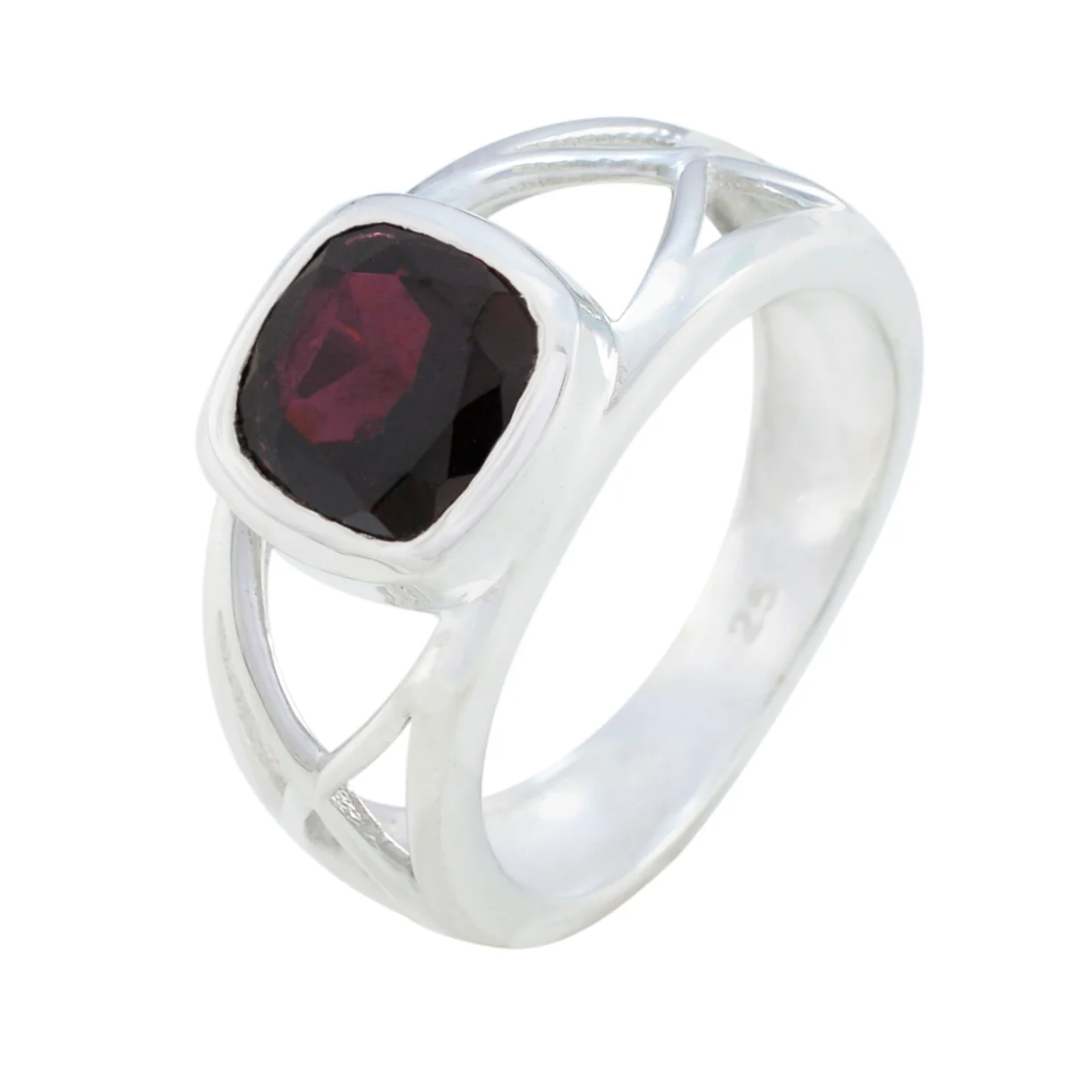 Garnet Solitaire Egyptian Silver Red Gems Tiny Boho Ring Jewelry - Image 2