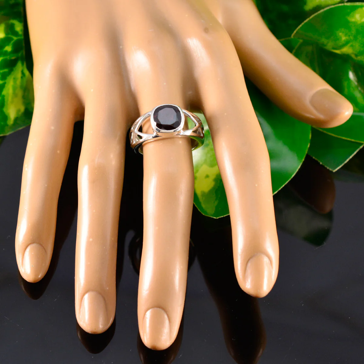 Garnet Solitaire Egyptian Silver Red Gems Tiny Boho Ring Jewelry - Image 5