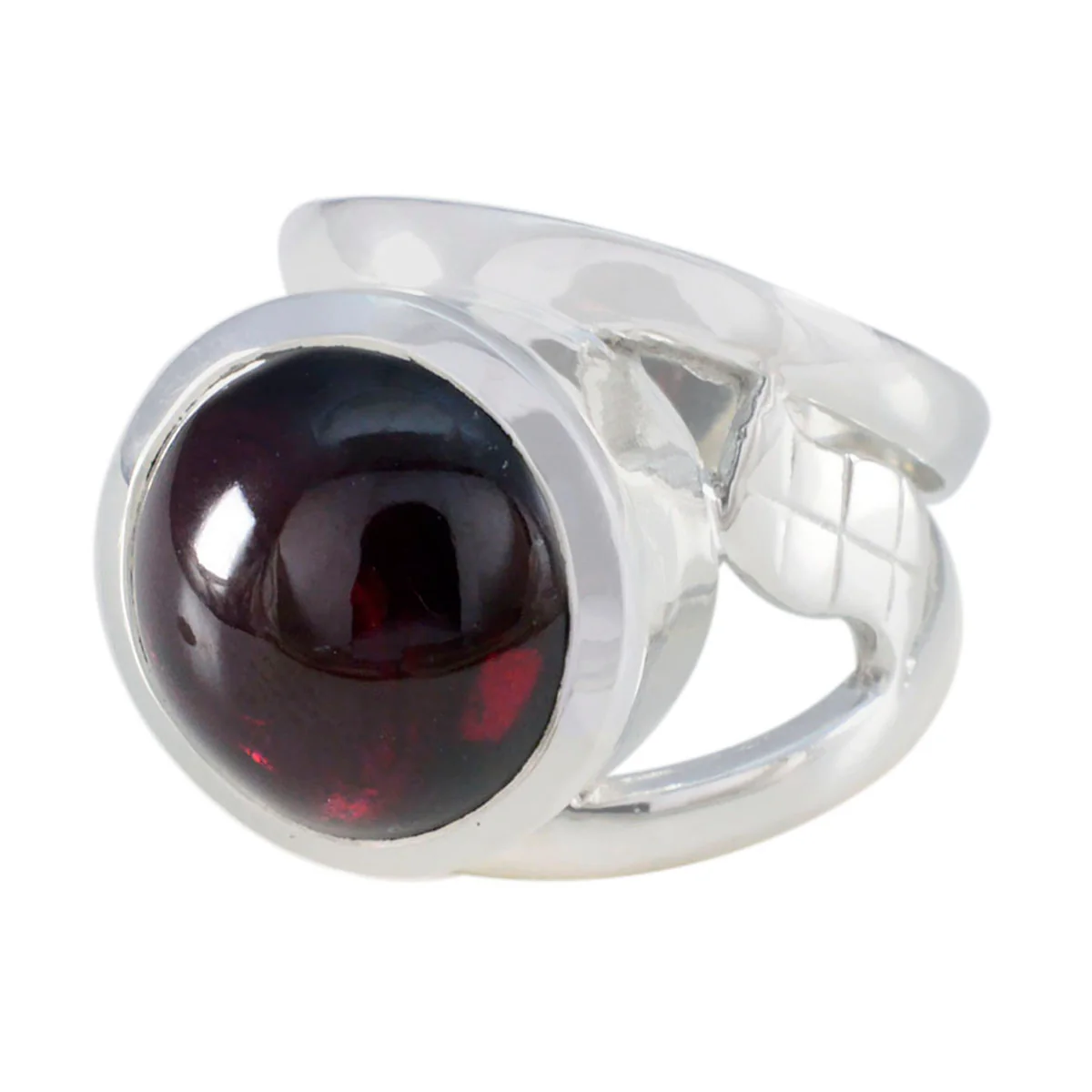 Garnet Solitaire French 925 Sterling Silver Red Gems Chunky Sophisticated Ring Jewellery