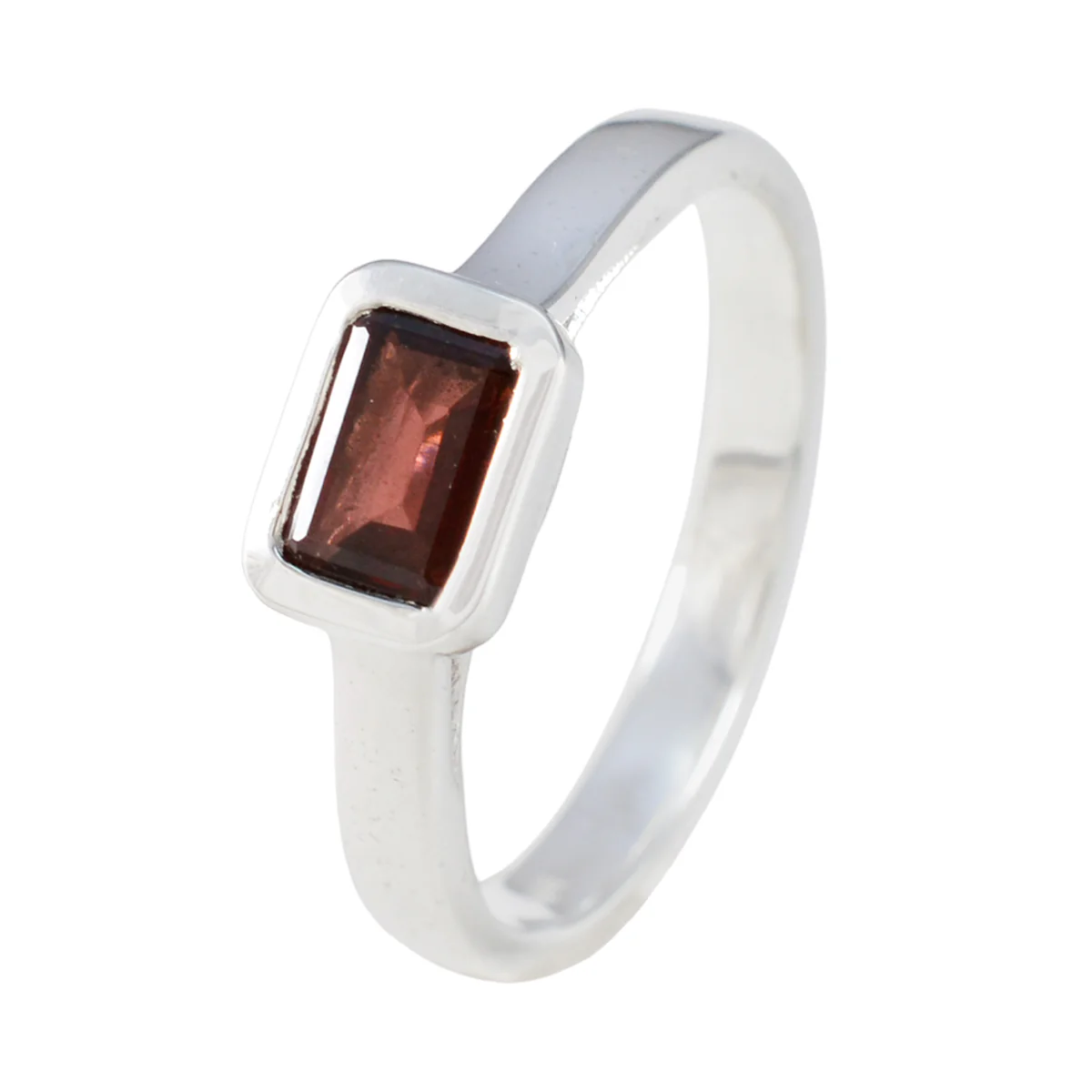 Garnet Solitaire French Sterling Silver Red Gems Featherlight Contemporary Ring Jewellery - Image 2