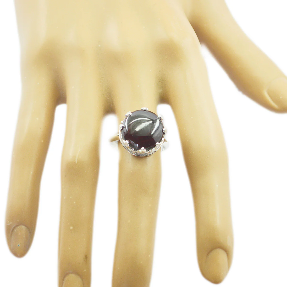 Garnet Solitaire French Sterling Silver Red Gemstone Minimal Art Deco Ring Jewelry - Image 3