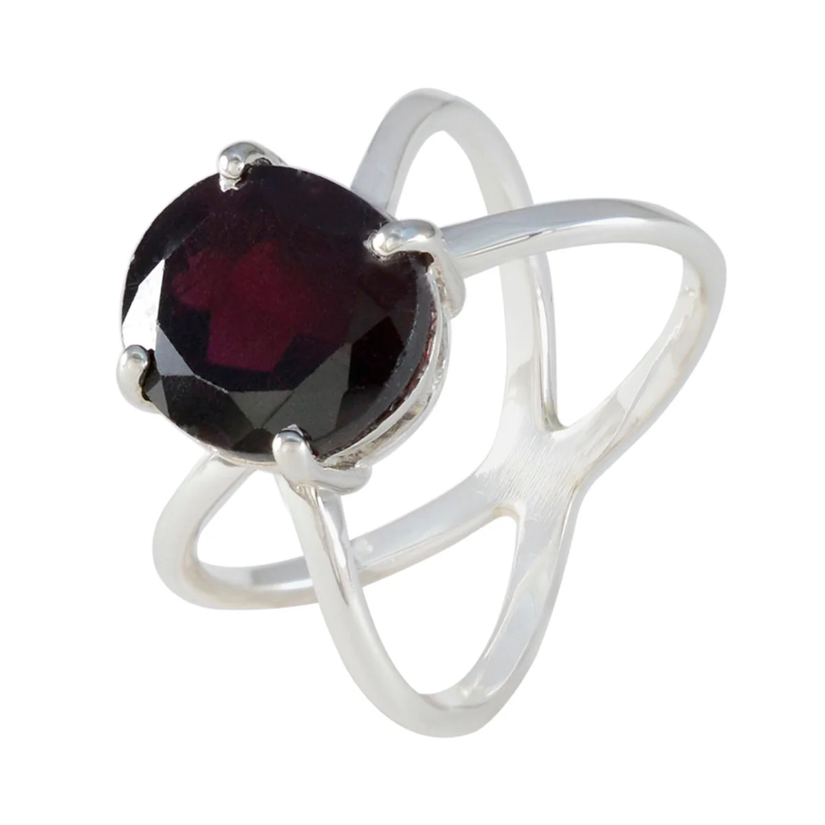 Garnet Solitaire German 92.5 Silver Red Gems Tiny Trendy Ring Jewelry - Image 2
