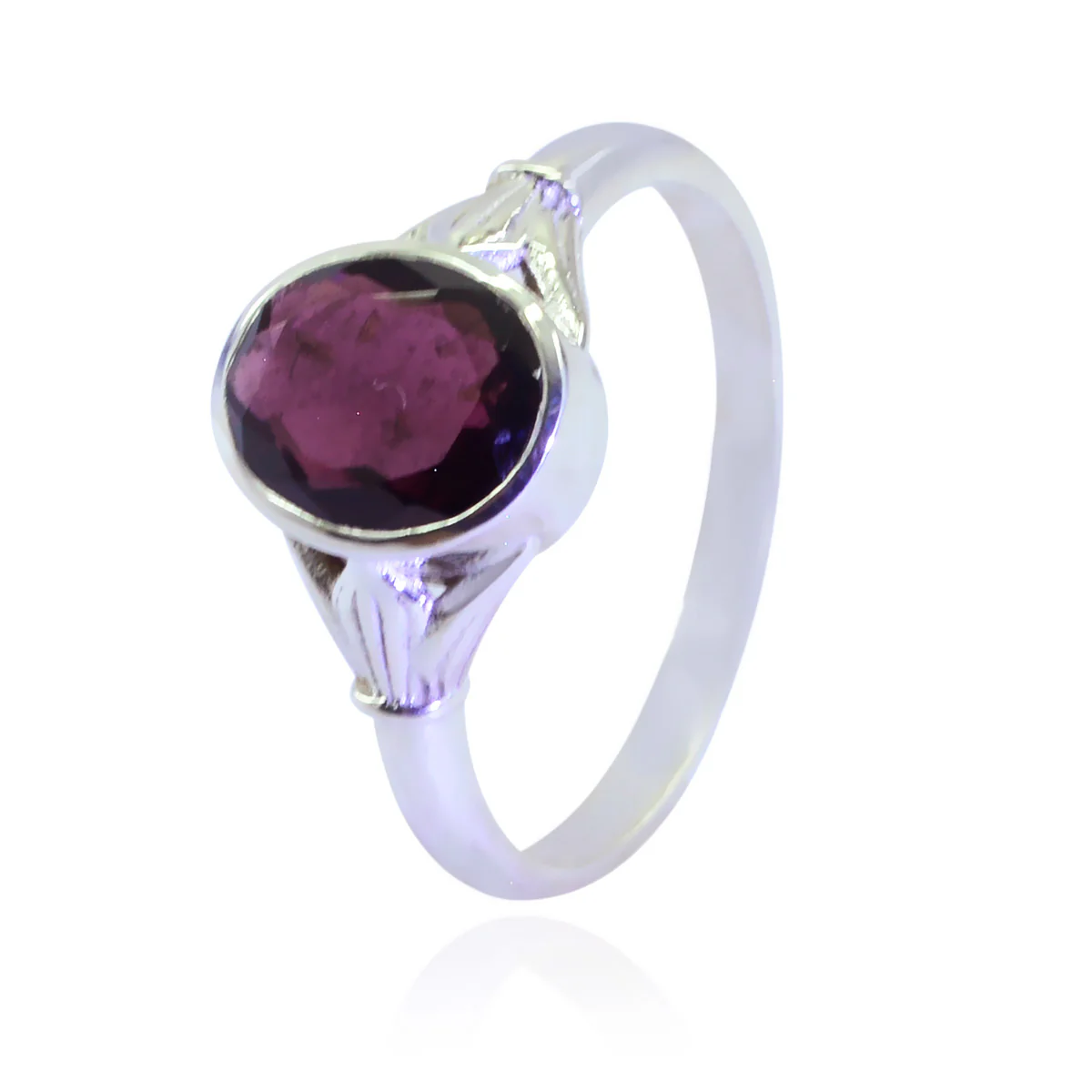 Garnet Solitaire German 925 Silver Red Gemstone Tiny Abstract Ring Jewelry - Image 3