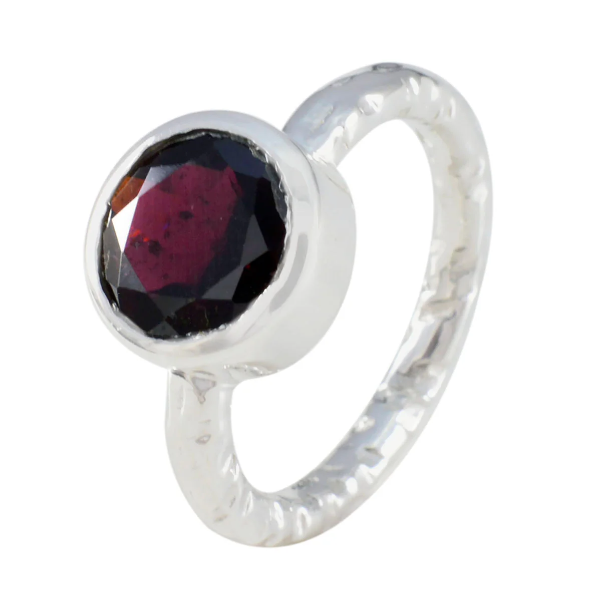 Garnet Solitaire German 925 Silver Red Gemstones Classic Trendy Ring Jewelry - Image 2