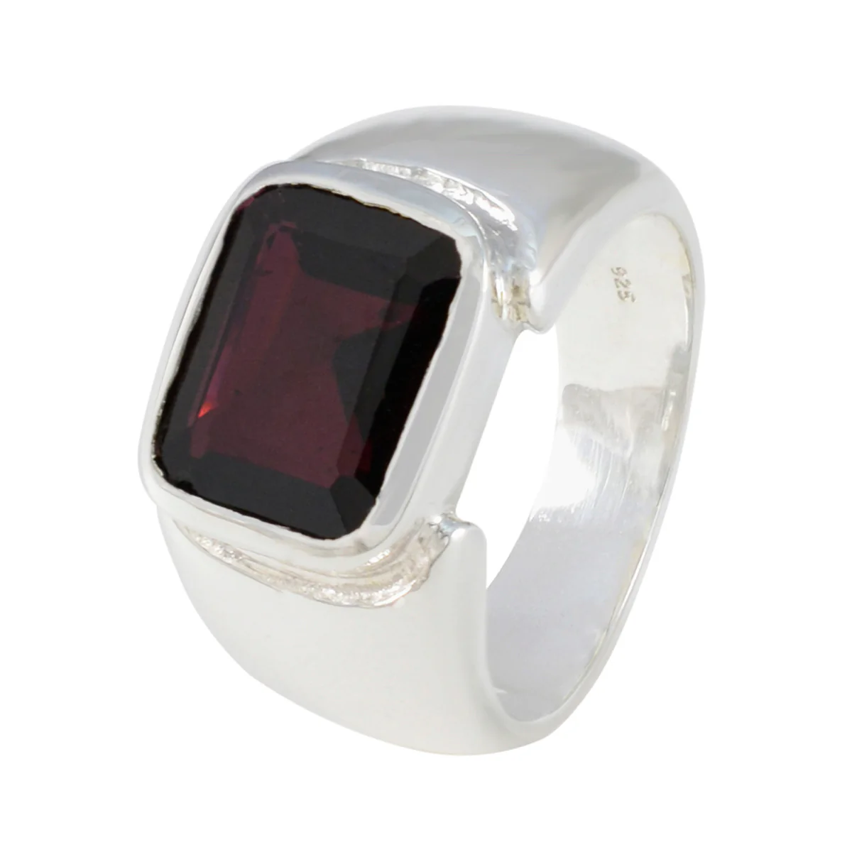 Garnet Solitaire German Silver Red Gems Essential Trendy Ring Jewellery - Image 2
