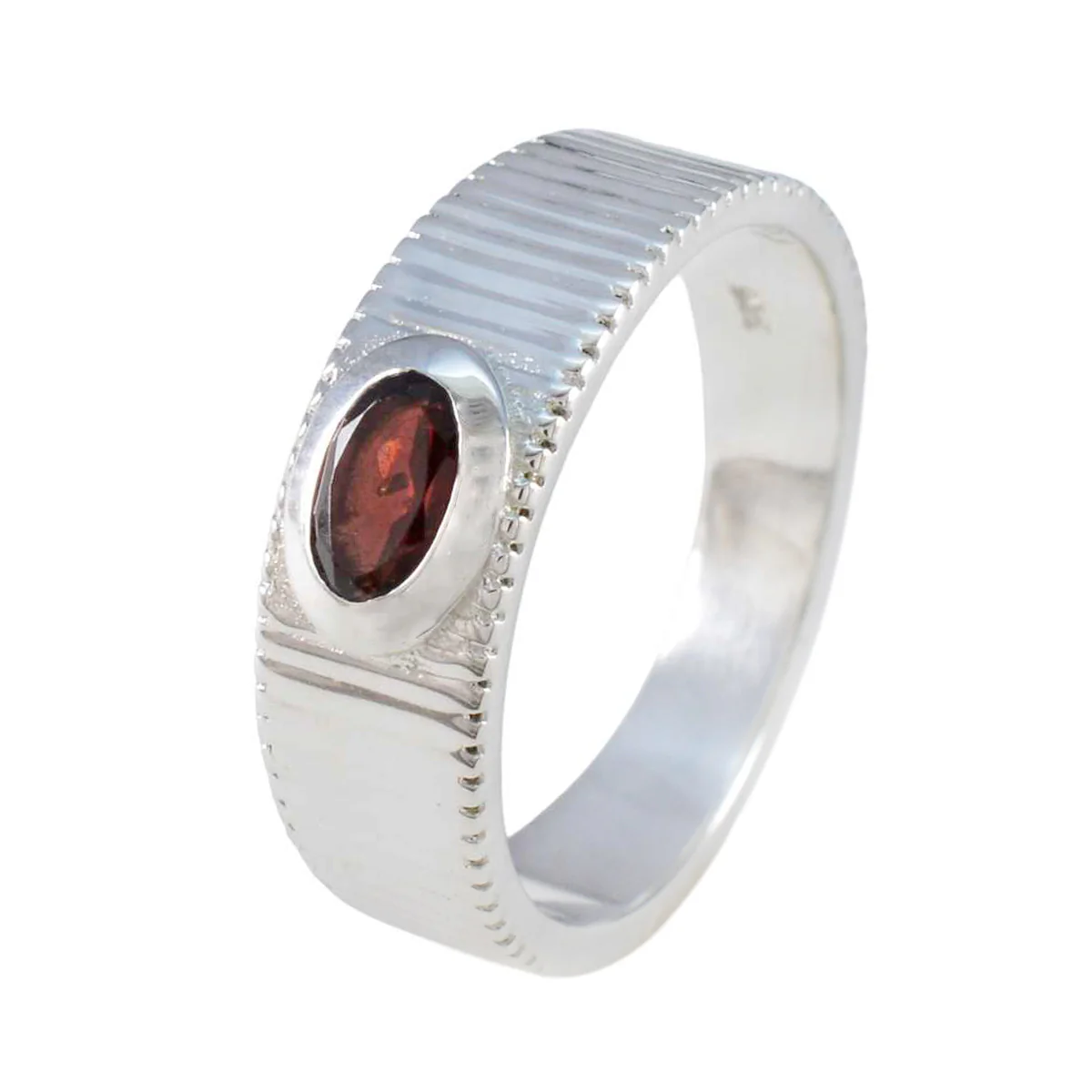 Garnet Solitaire German Silver Red Gemstone Minimal Boho Ring Jewelry - Image 2