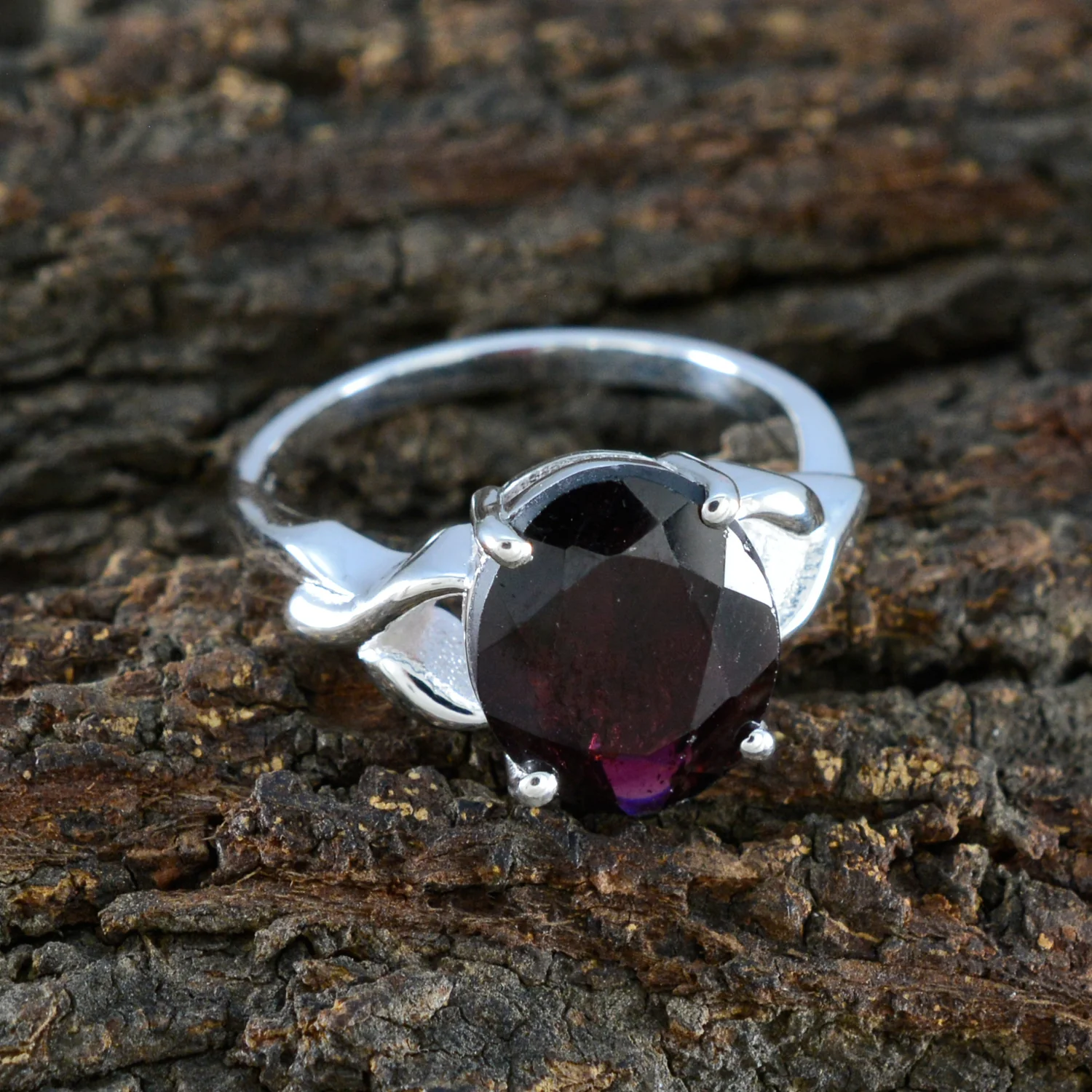 Garnet Solitaire Indian 92.5 Silver Red Gems Featherlight Artisan Ring Jewellery - Image 4
