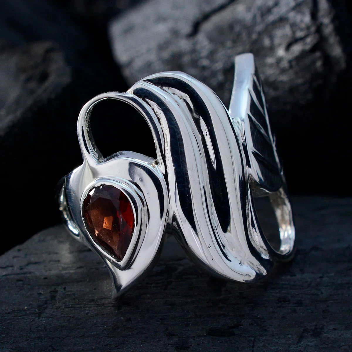 Garnet Solitaire Indian Silver Red Gems Minimal propsel Ring Jewelry - Image 4