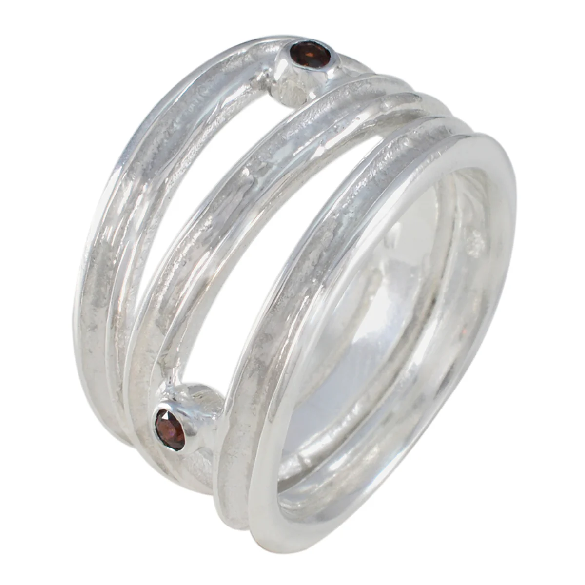 Garnet Solitaire Italian 925 Sterling Silver Red Gemstones Edgy Modern Ring Jewellery - Image 2