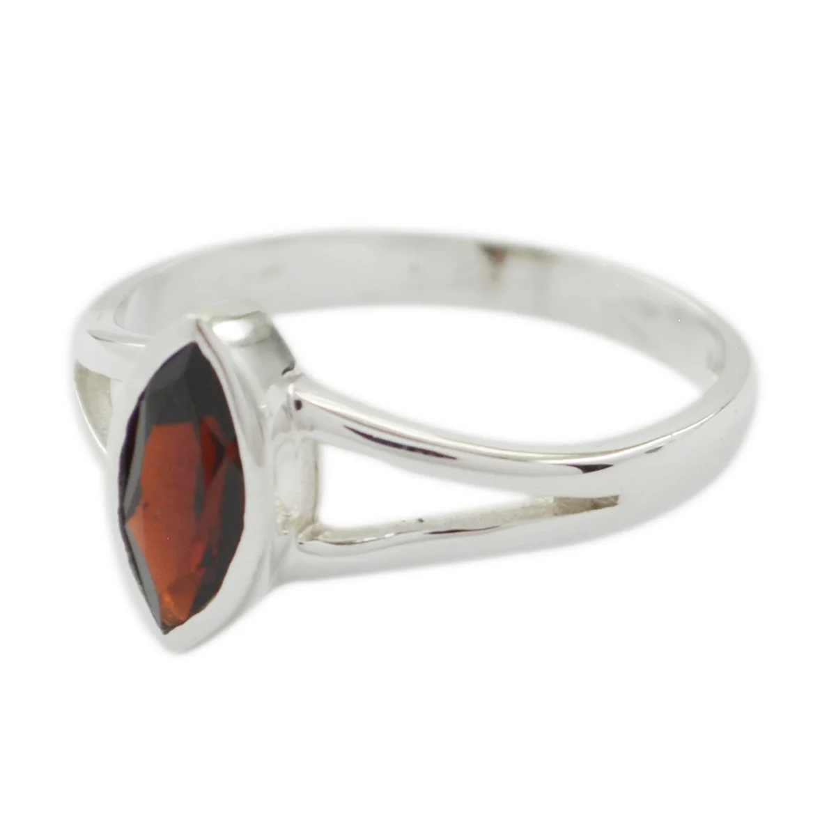 Garnet Solitaire Japanese 925 Silver Red Gemstone Dainty Geometric Ring Jewelry - Image 2