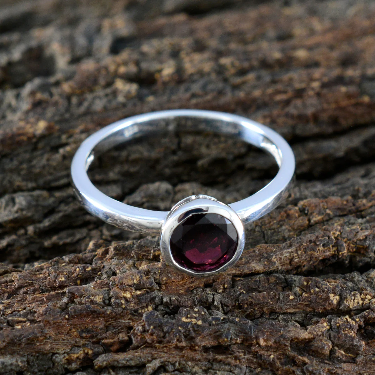 Garnet Solitaire Japanese 925 Silver Red Gemstone Dainty Modern Ring Jewelry - Image 3