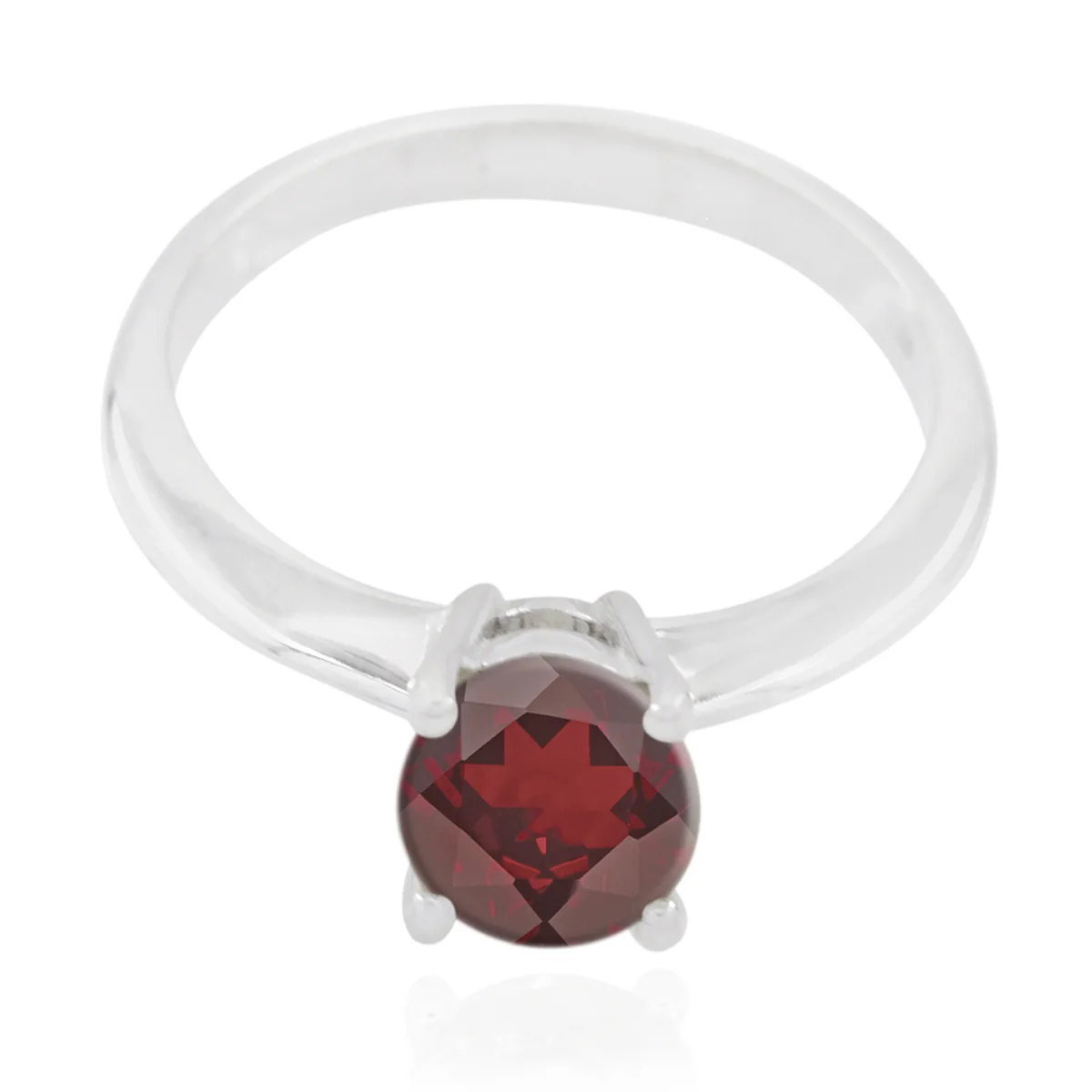 Garnet Solitaire Japanese 925 Silver sterling Red Gems Whisper-thin Luxurious Ring Jewelry