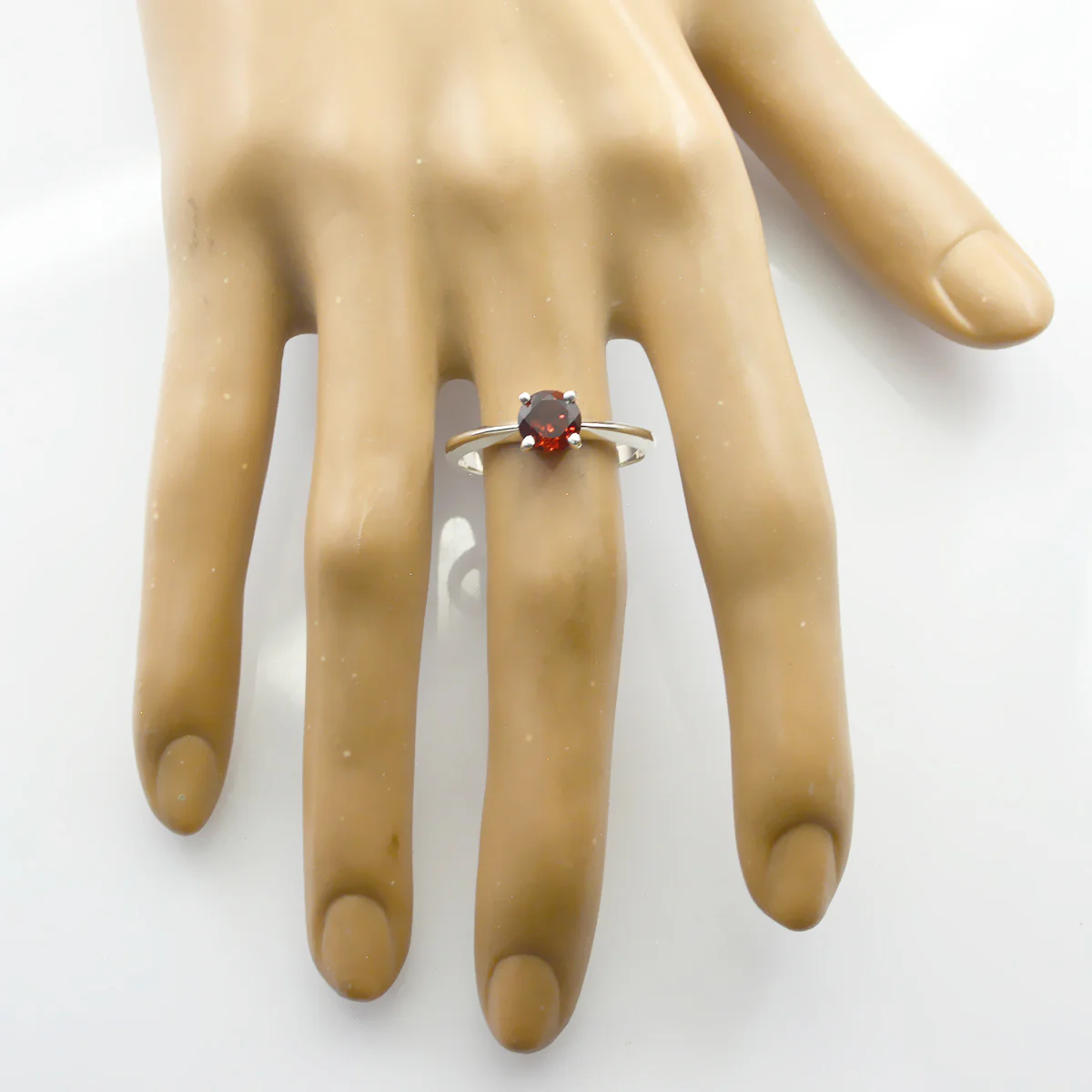 Garnet Solitaire Japanese 925 Silver sterling Red Gems Whisper-thin Luxurious Ring Jewelry - Image 2