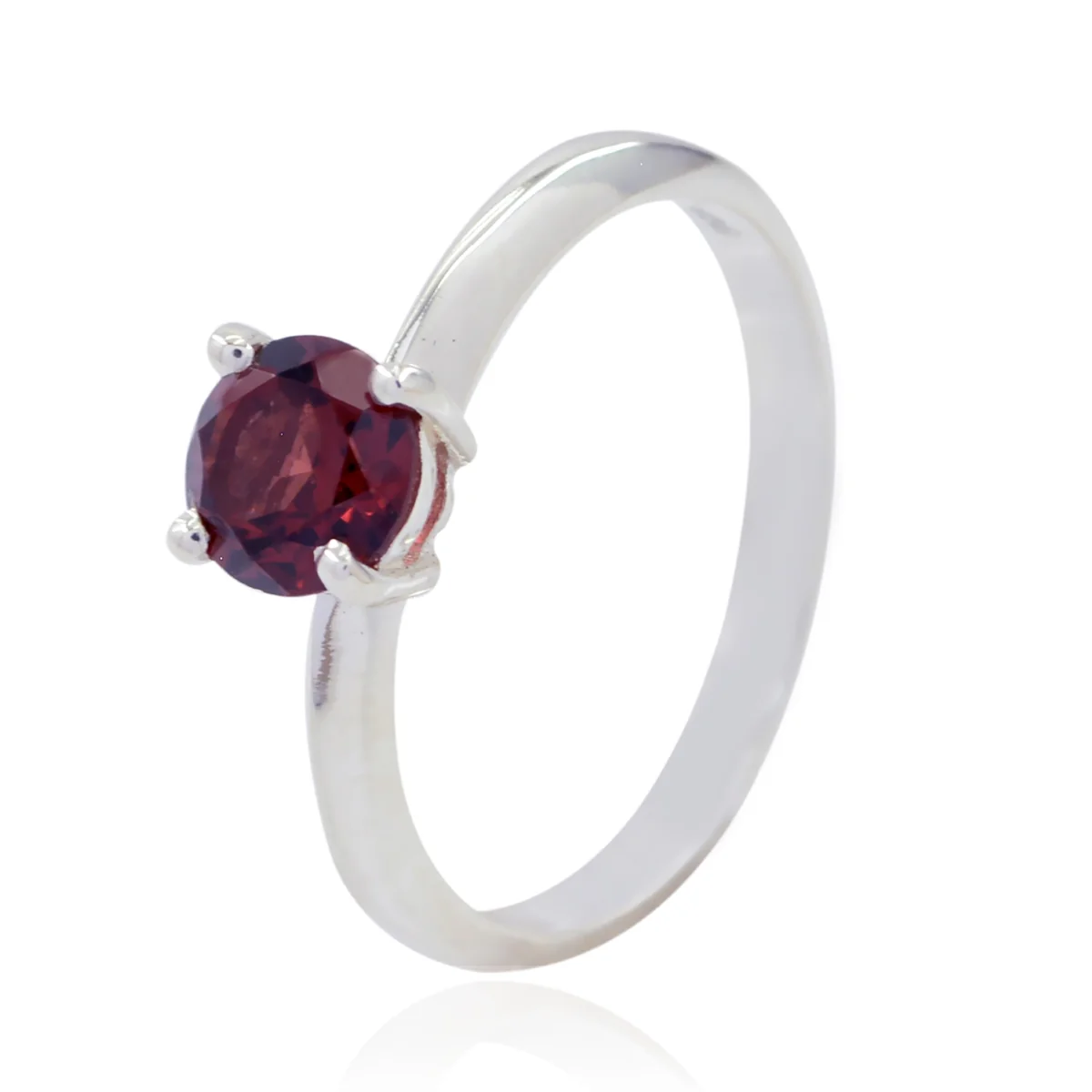 Garnet Solitaire Japanese 925 Silver sterling Red Gems Whisper-thin Luxurious Ring Jewelry - Image 3