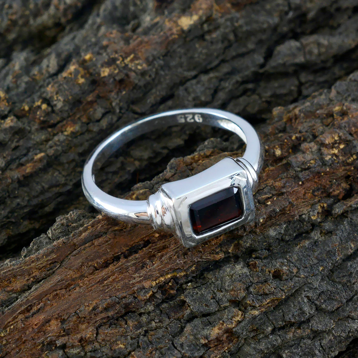 Garnet Solitaire Japanese Silver Red Gems Whisper-thin Abstract Ring Jewelry - Image 3
