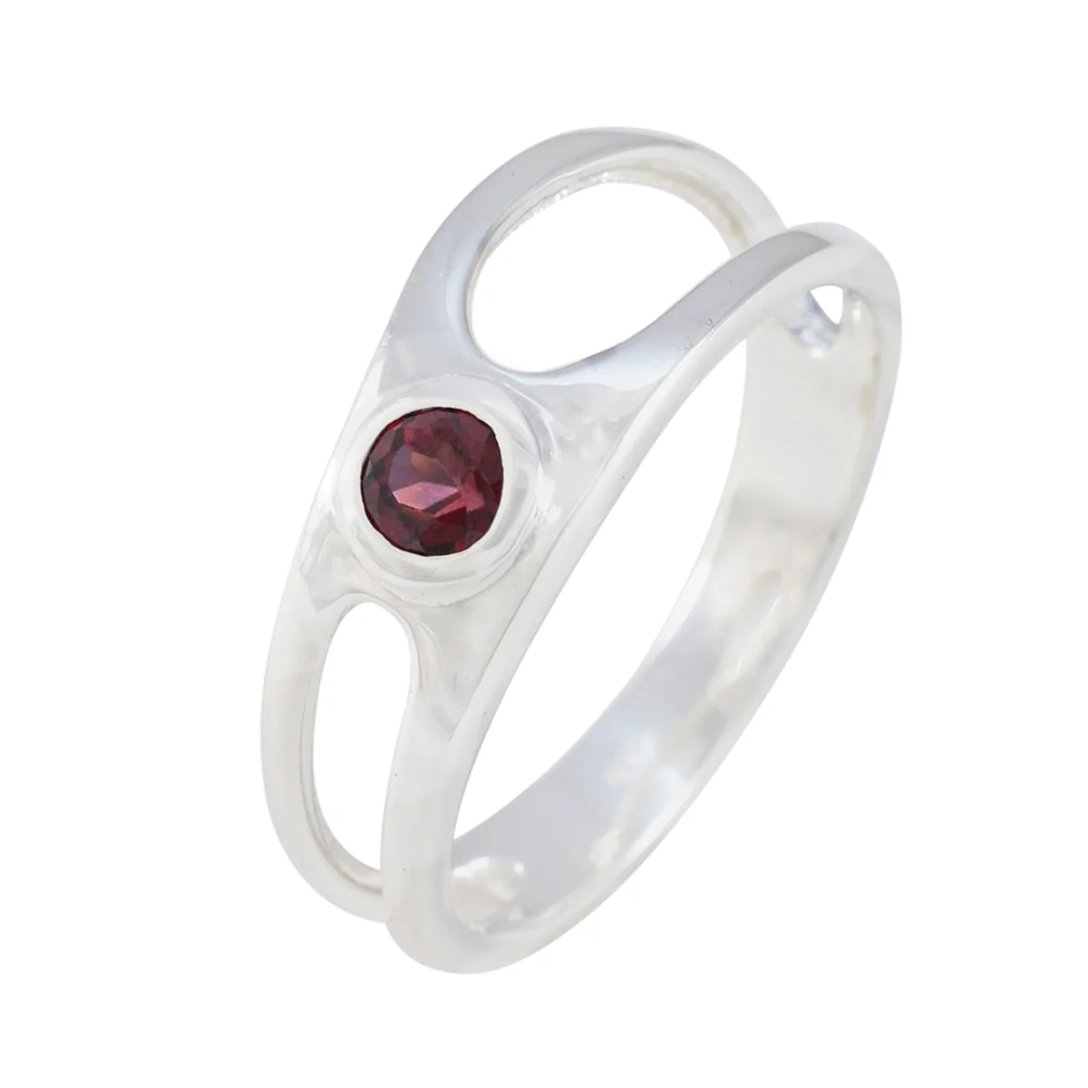 Garnet Solitaire Japanese Silver Red Gemstones Whisper-thin Romantic Ring Jewelry - Image 2