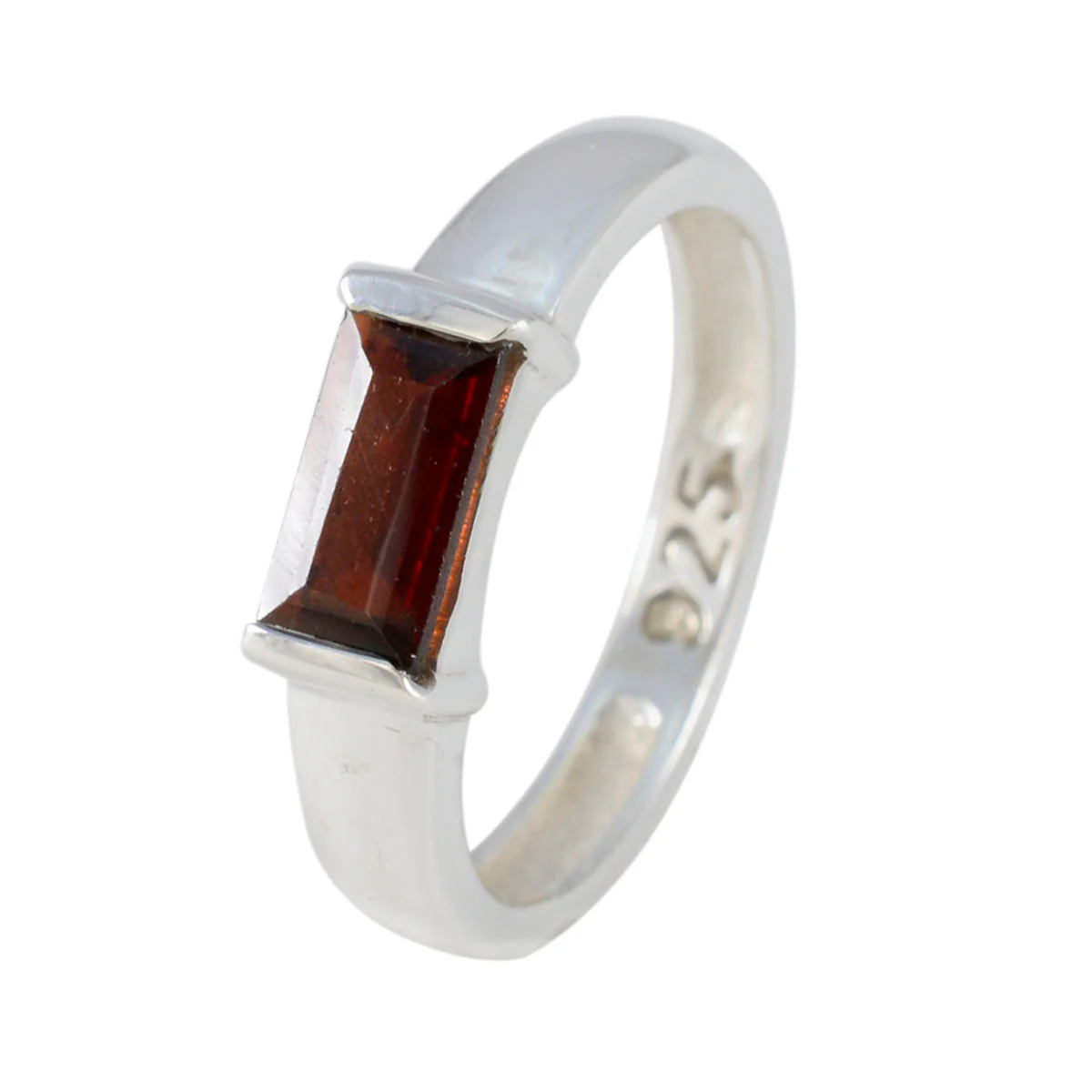 Garnet Solitaire Japanese Silver Red Gemstones Whisper-thin Trendy Ring Jewelry - Image 2