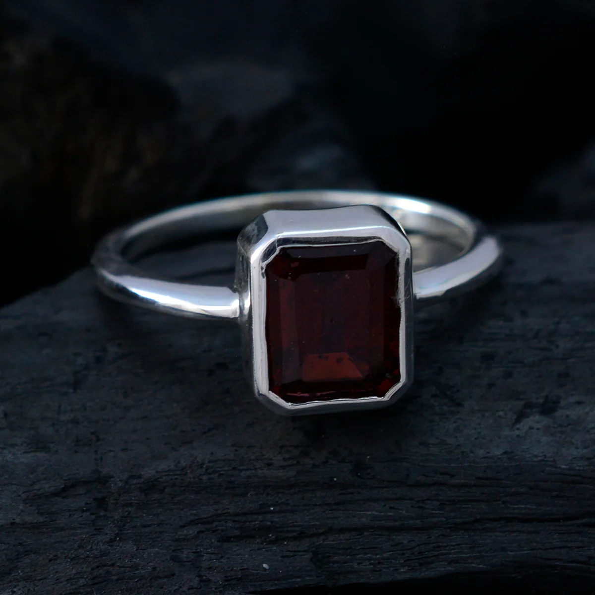 Garnet Solitaire Japanese Sterling Silver Red Gems Dainty Abstract Ring Jewelry - Image 4