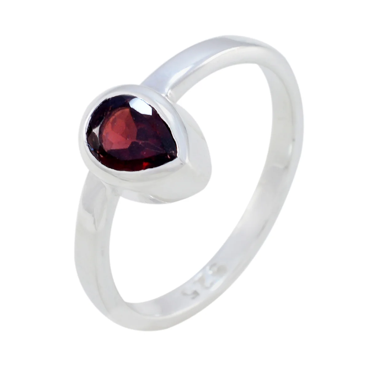 Garnet Solitaire Korean Silver Red Gemstone Delicate Romantic Ring Jewelry - Image 2