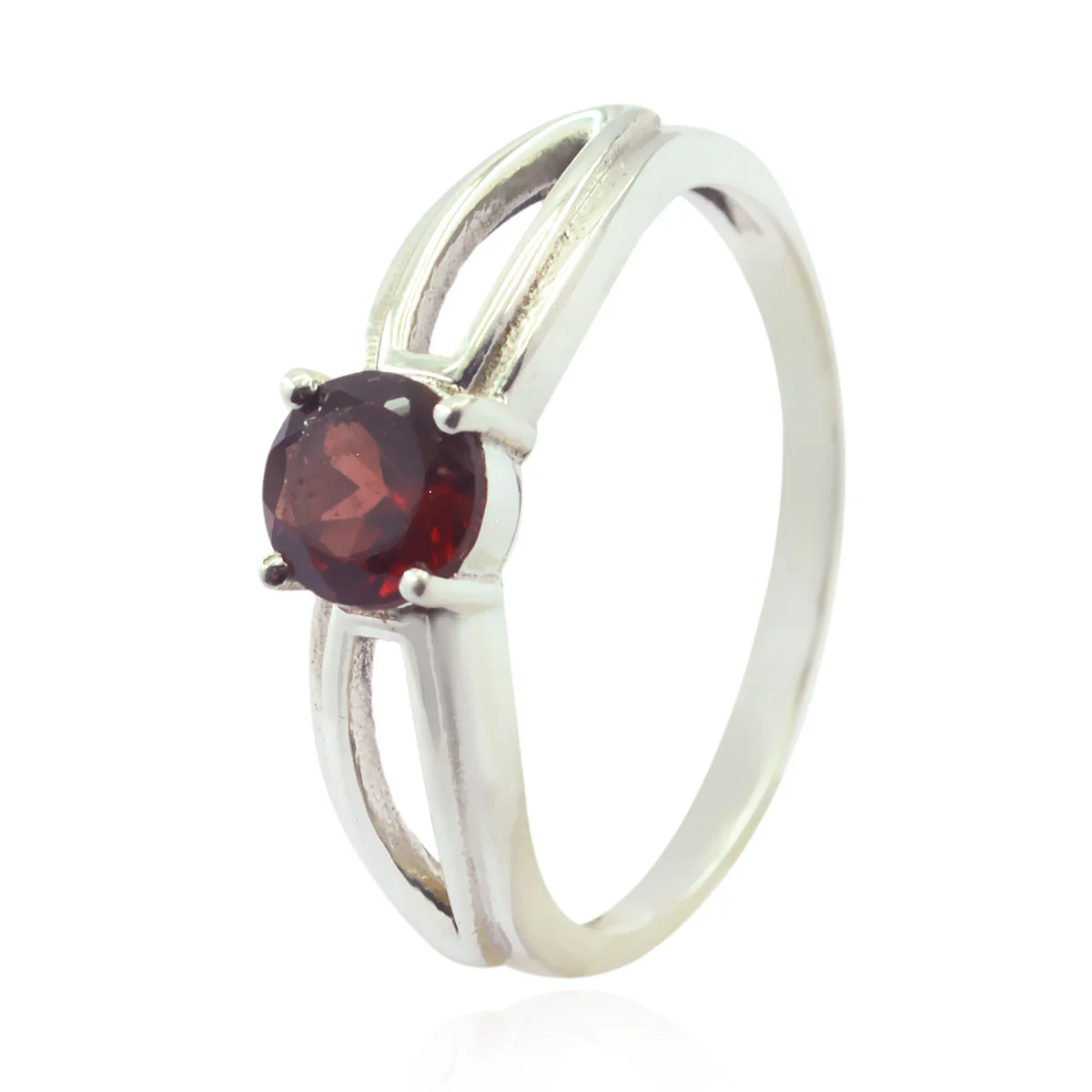 Garnet Solitaire Korean Sterling Silver Red Gemstones Dainty Abstract Ring Jewellery - Image 3