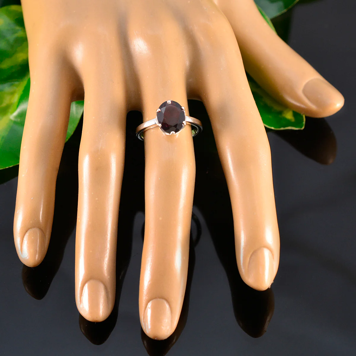 Garnet Solitaire Korean Sterling Silver Red Gemstones Delicate Sophisticated Ring Jewellery - Image 5
