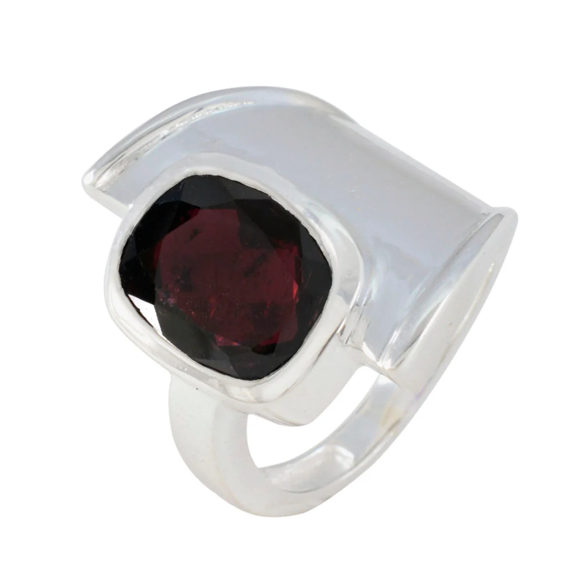 Garnet Solitaire Moroccan 925 Silver Red Gemstone Essential  Trendy Ring Jewelry - Image 2