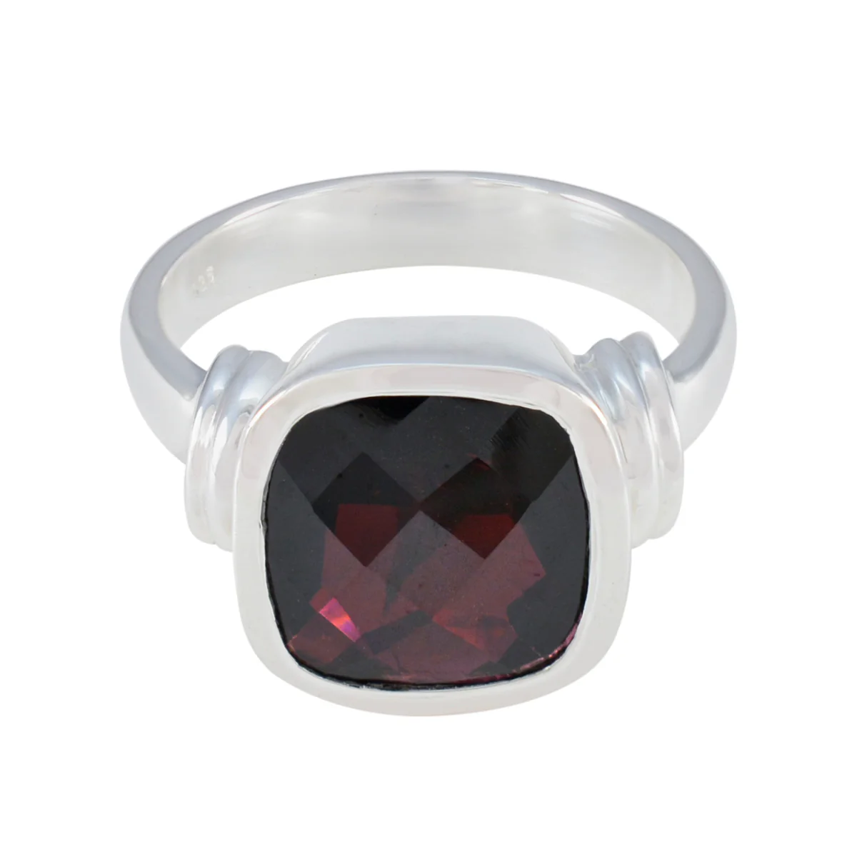 Garnet Solitaire Moroccan 925 Silver Red Gemstones Eye-catching Abstract Ring Jewelry
