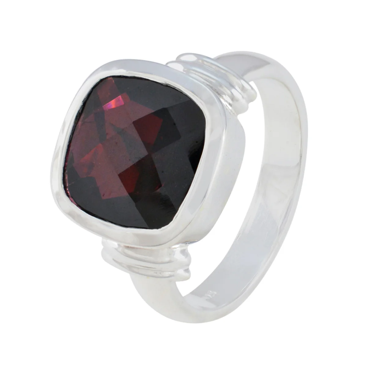 Garnet Solitaire Moroccan 925 Silver Red Gemstones Eye-catching Abstract Ring Jewelry - Image 2