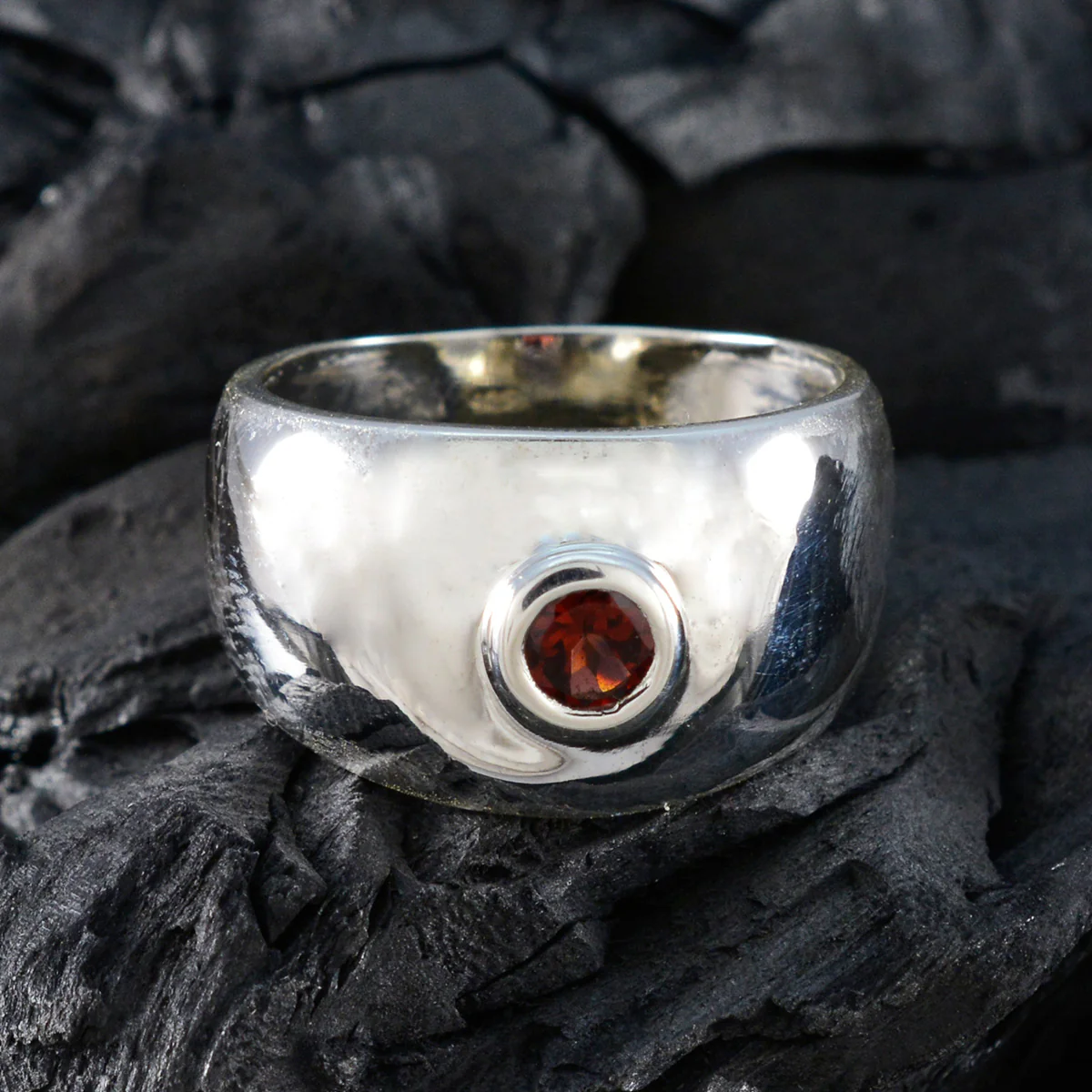 Garnet Solitaire Moroccan 925 Sterling Silver Red Gemstone Eye-catching Contemporary Ring Jewellery - Image 4